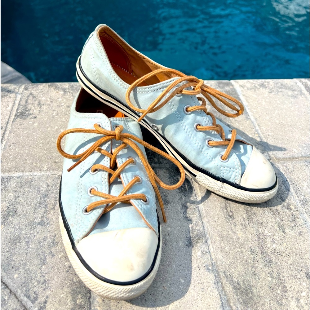 Converse Light Blue Canvas Sneakers with Tan Laces
